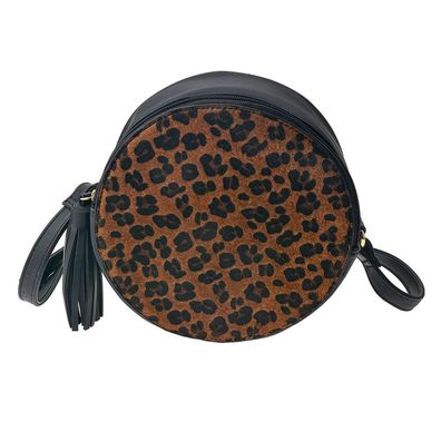 Juleeze Damenhandtasche Ø 19 cm Braun Kunstleder Rund Leopard