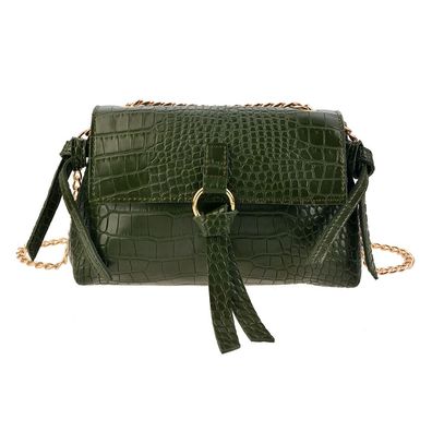 Melady Damenhandtasche 23x8x13 cm Grün Kunststoff Rechteck Schlangenleder