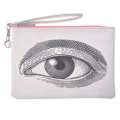 Melady Damenkulturtasche 22x15 cm Weiß Kunststoff Rechteck Auge (Gr. 22x15 cm)
