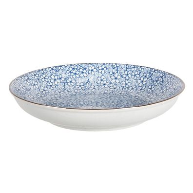 Clayre & Eef Suppenteller Ø 20x4 cm Blau Keramik Rund Blumen (Gr. Ø 20x4 cm / 450 ml)