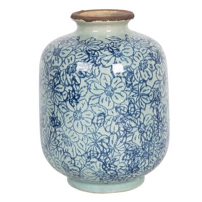Clayre & Eef Vase Ø 10x15 cm Blau Keramik Rund (Gr. Ø 10x15 cm)