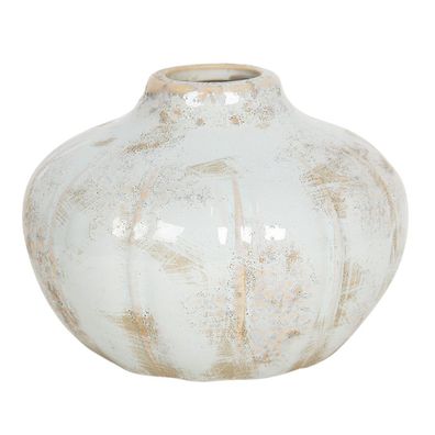 Clayre & Eef Vase Ø 14x11 cm Weiß Keramik Rund (Gr. Ø 14x11 cm)