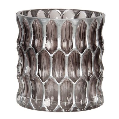 Clayre & Eef Teelichthalter Ø 10x10 cm Silberfarbig Glas Rund (Gr. Ø 10x10 cm)