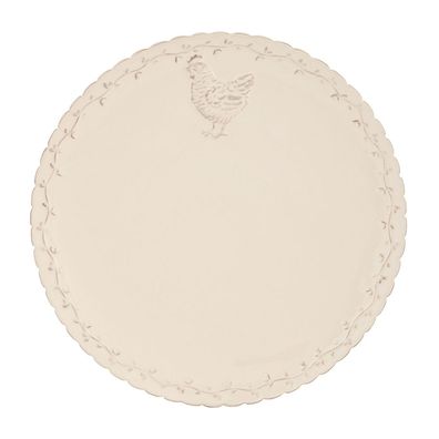 Clayre & Eef Speiseteller Ø 26 cm Beige Keramik Rund Huhn (Gr. Ø 26x2 cm)