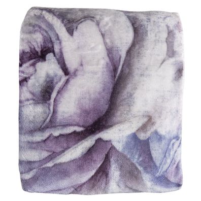 Clayre & Eef Tagesdecke 130x180 cm Weiß Violett Polyester Rechteck Blumen