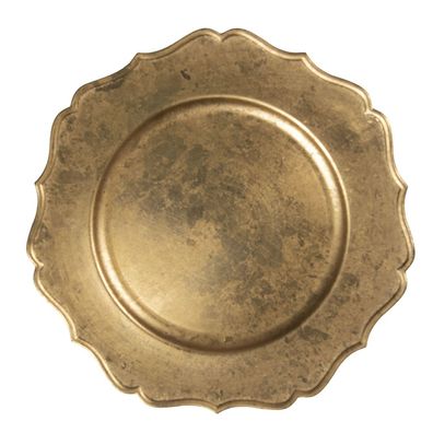 Clayre & Eef Unterteller Ø 33 cm Goldfarbig Kunststoff Rund (Gr. Ø 33x1 cm)