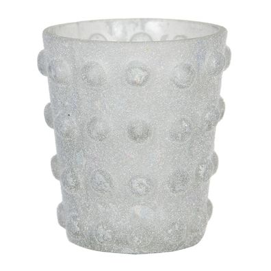 Clayre & Eef Teelichthalter Ø 8x8 cm Weiß Glas Rund (Gr. Ø 8x8 cm)