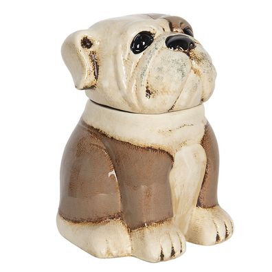 Clayre & Eef Figur Hund 20x18x26 cm Braun Beige Keramik (Gr. 20x18x26 cm)