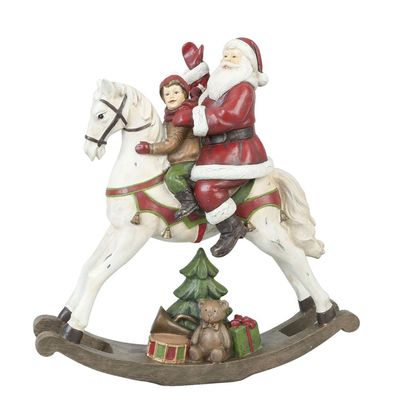 Clayre & Eef Figur Weihnachtsmann 30 cm Rot Weiß Polyresin (Gr. 29x10x30 cm)