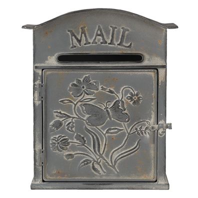 Clayre & Eef Briefkasten 26x10x31 cm Grau Metall Rechteck Mail (Gr. 26x10x31 cm)