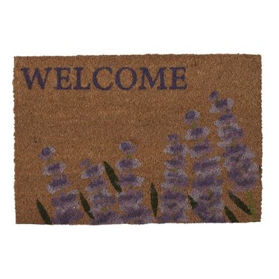 Clayre & Eef Türmatte 60x40 cm Braun Violett PVC-Kokosfaser Rechteck Lavendel Welcome
