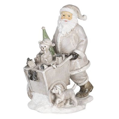 Clayre & Eef Figur Weihnachtsmann 12x8x15 cm Silberfarbig Polyresin (Gr. 12x8x15 cm)