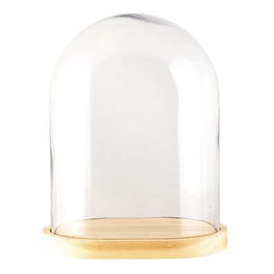 Clayre & Eef Glocke 26x18x33 cm Holz Glas Oval (Gr. 26x18x33 cm)