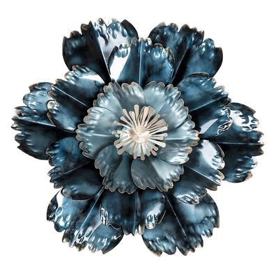 Clayre & Eef Wanddekoration Blume Ø 54x6 cm Blau Eisen (Gr. Ø 54x6 cm)