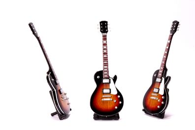 Miniatur E-Gitarre Les Paul XL hellbraun Standart LDT mini Deko Gitarre aus Holz 26cm