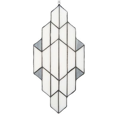 LumiLamp Tiffany Glasscheiben 23x50 cm Weiß Grau Glas (Gr. 23x1x50 cm)
