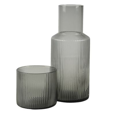 Clayre & Eef Karaffe mit Glass 450 ml Grau Glas (Gr. Ø 7x18 cm / 450 ml)