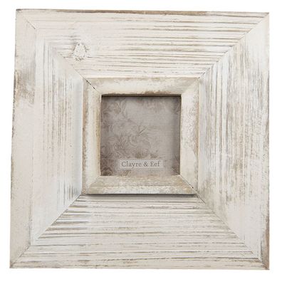 Clayre & Eef Bilderrahmen 9x9 cm Weiß Holz Quadrat (Gr. 25x2x25 cm / 9x9 cm)