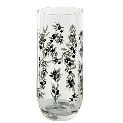 Clayre & Eef Wasserglas 280 ml Glas Olivenzweig (Gr. Ø 6x14 cm / 280 ml)