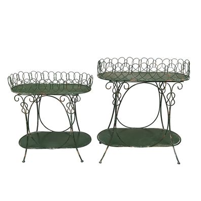Clayre & Eef Beistelltisch 2er Set Grün Metall (Gr. (2) 70x34x81 / 60x30x69 cm)