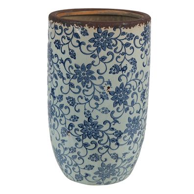 Clayre & Eef Vase Ø 16x25 cm Blau Braun Keramik Rund (Gr. Ø 16x25 cm)