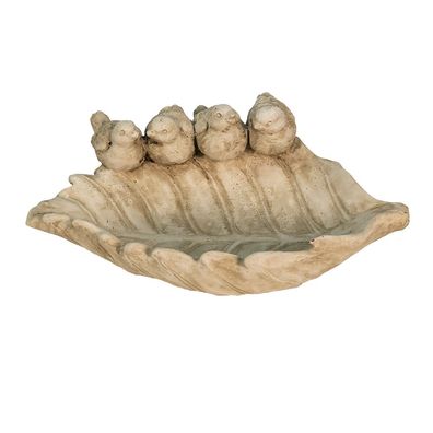 Clayre & Eef Vogelfutterbehälter Blatt 29x20x10 cm Beige Stein (Gr. 29x20x10 cm)