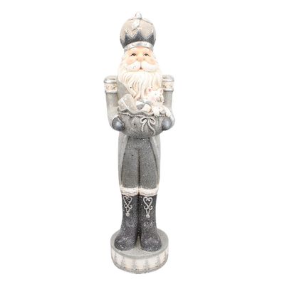 Clayre & Eef Figur Weihnachtsmann 82 cm Silberfarbig Polyresin (Gr. 22x21x82 cm)
