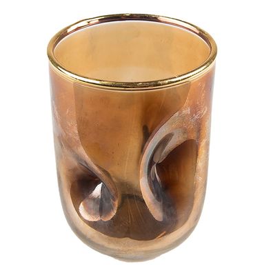 Clayre & Eef Teelichthalter Ø 7x10 cm Goldfarbig Glas (Gr. Ø 7x10 cm)
