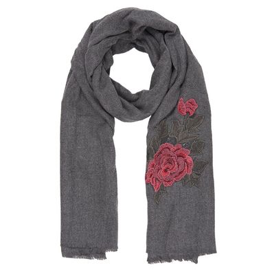 Juleeze Gemusterter Damenschal 62x195 cm Grau Viskose Rose