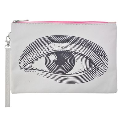 Melady Damenkulturtasche 28x18 cm Weiß Kunststoff Rechteck Auge (Gr. 28x18 CM)