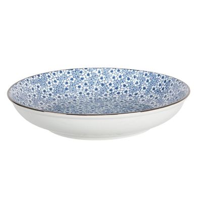 Clayre & Eef Suppenteller Ø 20x4 cm Blau Keramik Rund Blumen (Gr. Ø 20x4 cm / 450 ml)