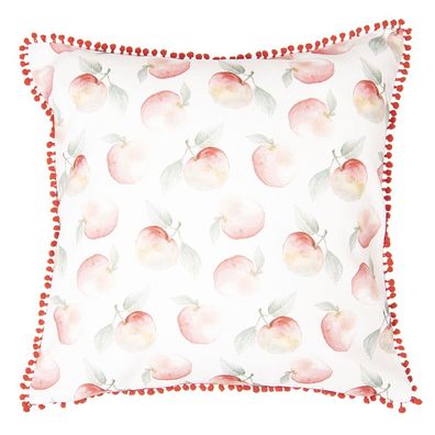 Clayre & Eef Kissenbezug 40x40 cm Weiß Rot Baumwolle Quadrat Apfel (Gr. 40x40 cm)