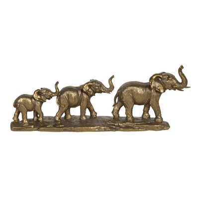 Clayre & Eef Figur Elefant 45x9x17 cm Goldfarbig Polyresin (Gr. 45x9x17 cm)