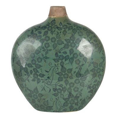Clayre & Eef Vase 23x11x26 cm Grün Keramik Oval (Gr. 23x11x26 cm)