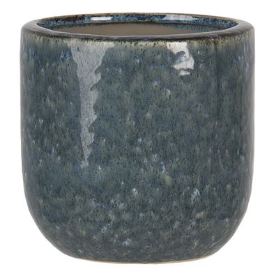 Clayre & Eef Blumentopf 13 cm Blau Keramik Rund (Gr. Ø 13x13 cm)