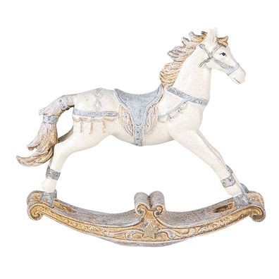 Clayre & Eef Figur Pferd 14 cm Weiß Beige Polyresin (Gr. 16x4x14 cm)