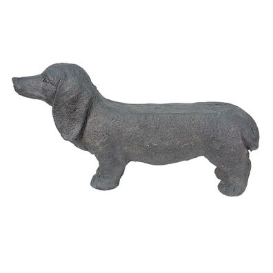 Clayre & Eef Figur Hund 74x19x39 cm Grau Stein (Gr. 74x19x39 cm)