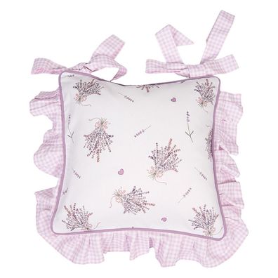 Clayre & Eef Kissenbezug für Stuhlkissen 40x40 cm Violett Weiß Baumwolle Quadrat