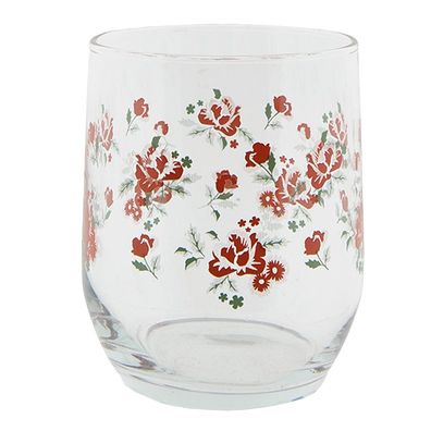Clayre & Eef Wasserglas 300 ml Glas Blumen (Gr. Ø 8x9 cm / 300 ml)