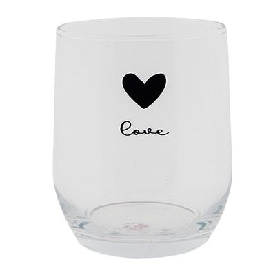 Clayre & Eef Wasserglas 300 ml Glas Herz Love (Gr. Ø 8x9 cm / 300 ml)