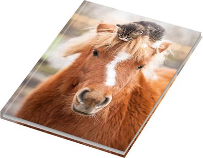 RNK Kladde / Notizbuch "Pferd mit Katze", liniert, DIN A4, 96 Blatt, 70 g/ m²