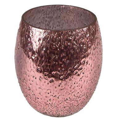 Clayre & Eef Teelichthalter Ø 8x9 cm Rosa Glas (Gr. Ø 8x9 cm)