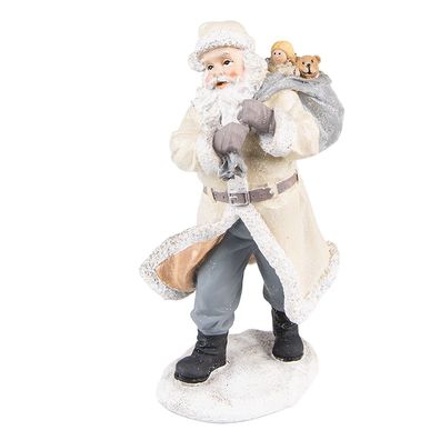 Clayre & Eef Figur Weihnachtsmann 21 cm Beige Grau Polyresin (Gr. 11x9x21 cm)