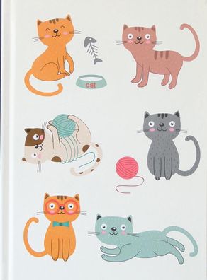 ADINA Notizbuch A5 fester Deckel dotted Katzen Cartoons
