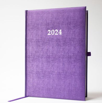 2024 ADINA Buchkalender Chefplaner A5 violett-metallic 1 Tag 1 Seite auch sonntags