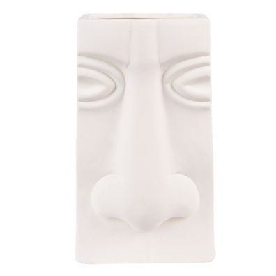 Clayre & Eef Vase Gesicht 15x9x25 cm Weiß Keramik (Gr. 15x9x25 cm)