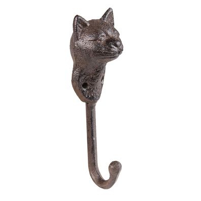 Clayre & Eef Wandhaken Katze 5x4x15 cm Braun Eisen (Gr. 5x4x15 cm)