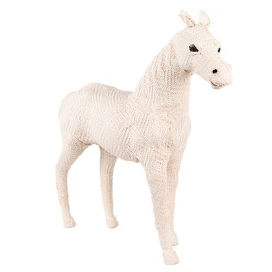 Clayre & Eef Figur Pferd 30 cm Beige Papier Eisen Textil (Gr. 34x8x30 cm)