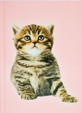 ADINA Notizbuch A5 fester Deckel dotted Katze auf pinkem Hintergrund