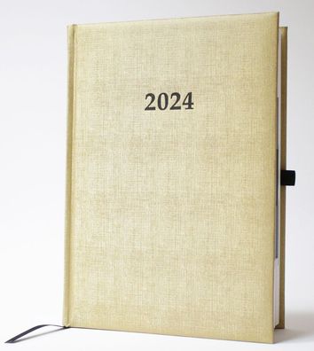 2024 ADINA Buchkalender Chefplaner A5 gold-metallic 1 Tag 1 Seite auch sonntags